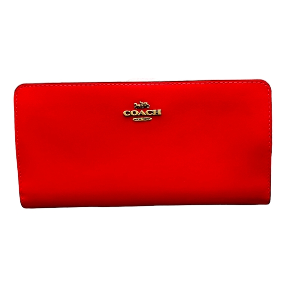 Coach Handbags - NEW COACH Skinny Candy Apple Red Calf Leather Wallet  w/ Gold Brass Hardware NWT